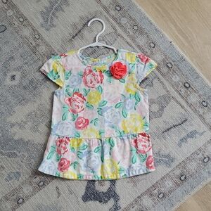 Crown & Ivy Kids Girls Floral Peplum Shirt Top Sz4